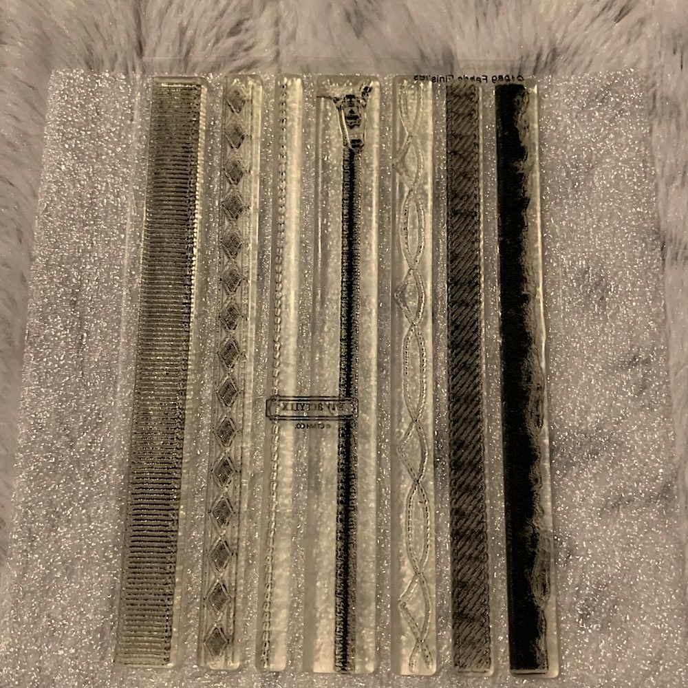 Close to my Heart Fabric Finishes set of 7 acrylic border stamps, NIB